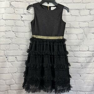 Blush by Us Angels Party Dress Fit & Flare Tiered Skirt Sleeveless Black 8